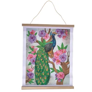 "Peacock Peony" Crystal Art Scroll Kit 35x45cm