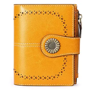 SENDEFN Small Womens Wallet Leather Bifold Card Holder RFID Blocking with Zipper Coin Pocket