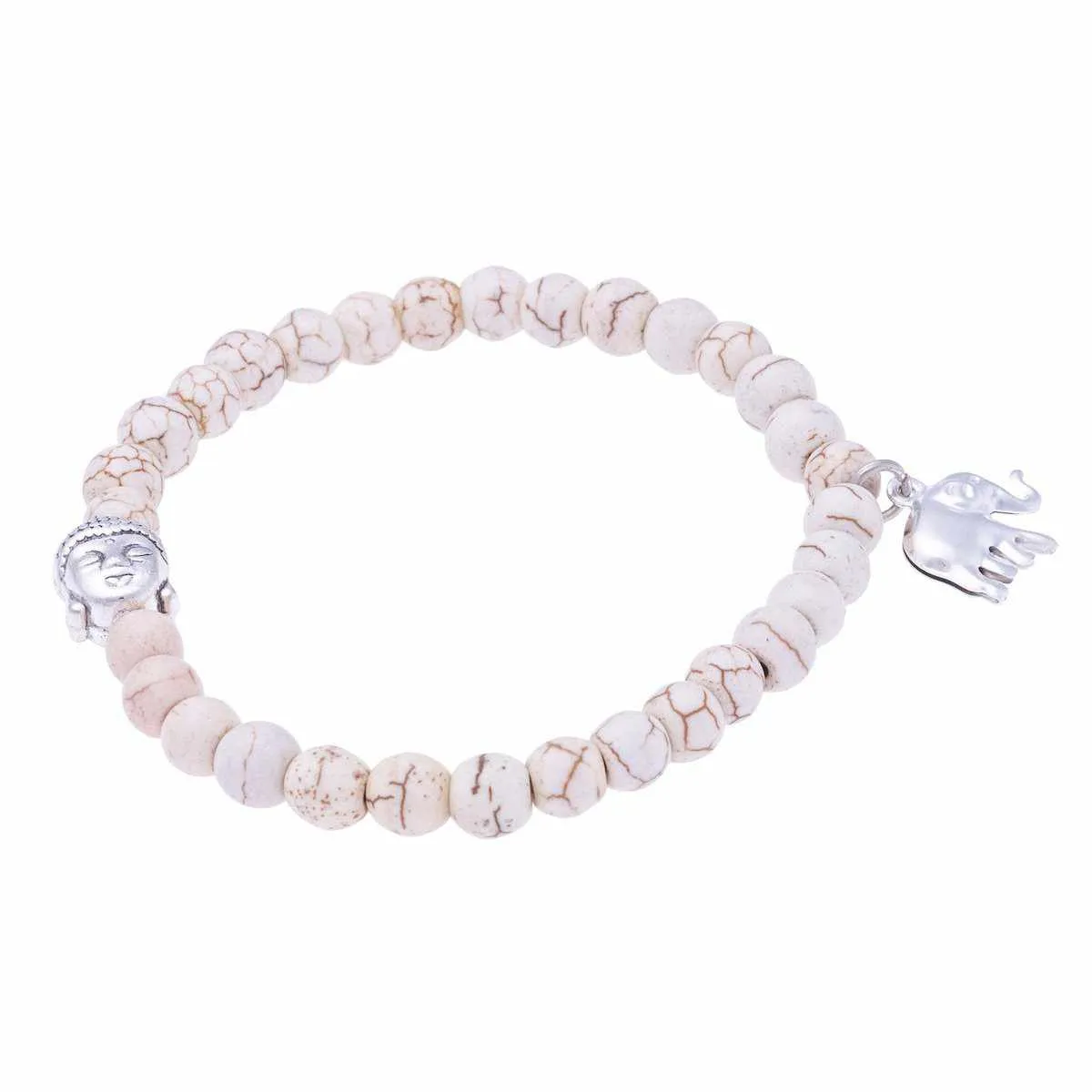 Stretchy Buddha and Elephant Bracelet