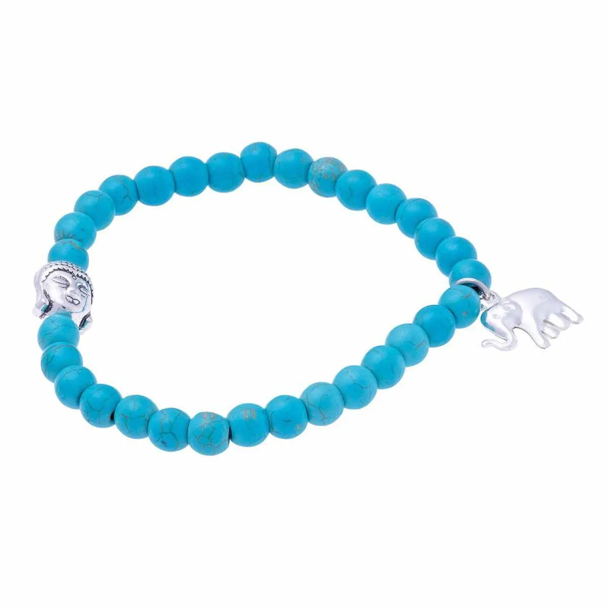 Stretchy Buddha and Elephant Bracelet