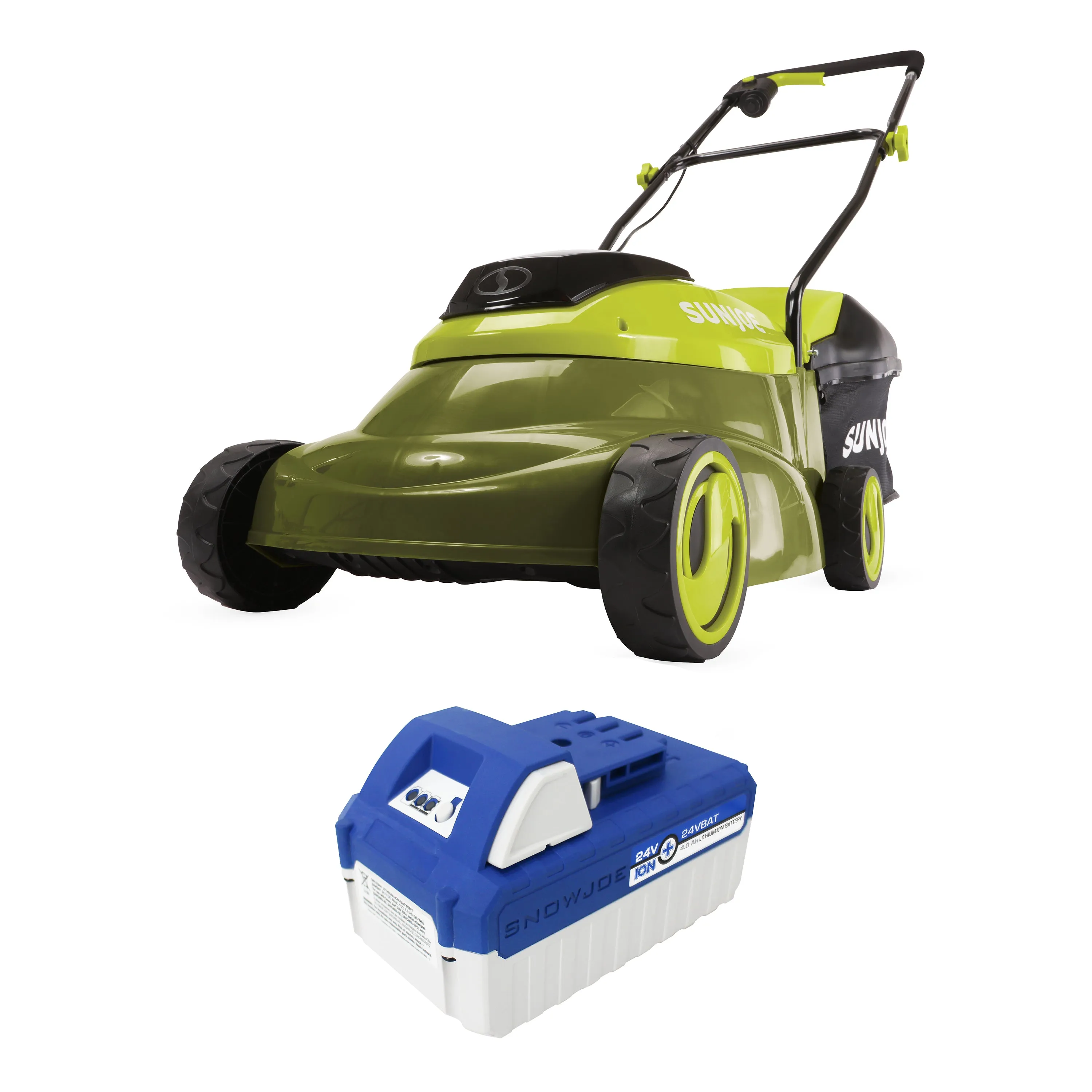 Sun Joe 24V-MJ14C 24-Volt* IONMAX Cordless Push Lawn Mower Kit | 14-inch | W/ 4.0-Ah Battery   Charger