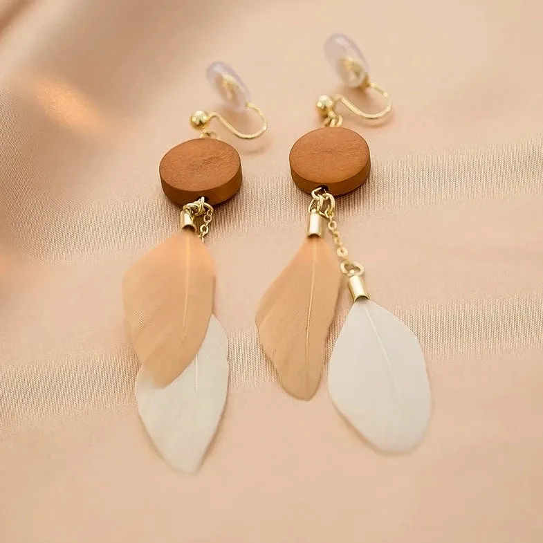 Super Mori Retro Fashion Feather Earrings