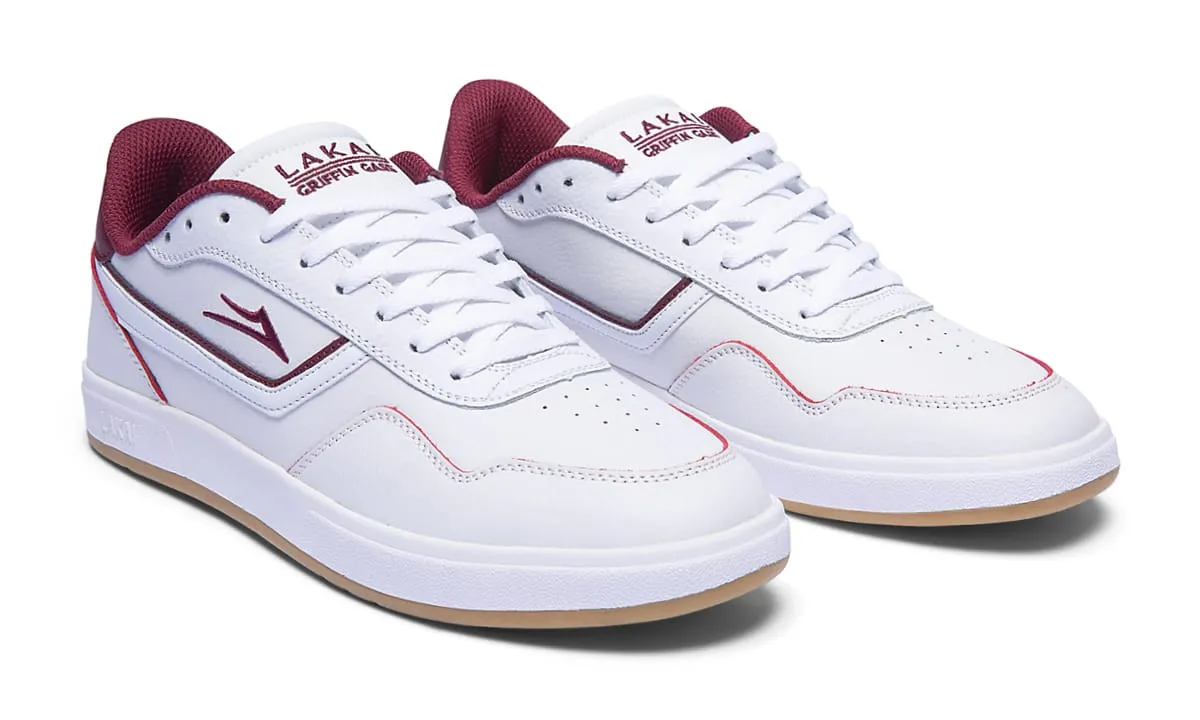 Terrace - White/Burgundy Leather