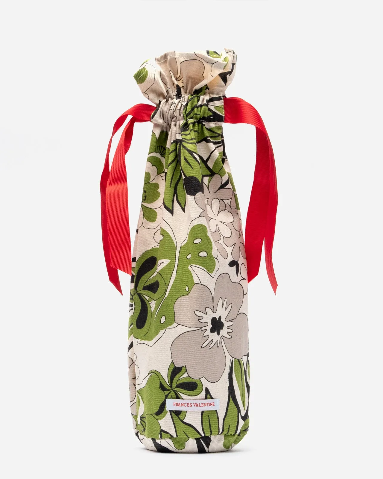 Wine Bag Set Green Prints